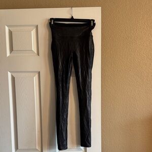 SPANX Black Faux Lather Leggings
